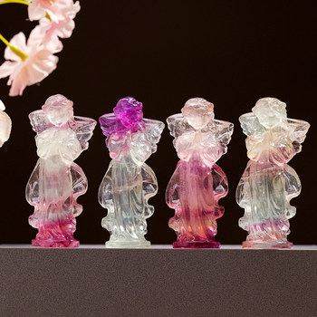 
Natural crystal angel ornaments colorful fluorescent stone