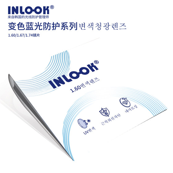 INLOOK color change lens 1.60 1.67 1.74 myopia custom Korean imported Blu -ray protective optical lens
