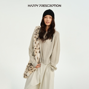 
[Blogger Recommendation] Happy Prescription Wool Slightly Transparent Cable Crewneck Sweater