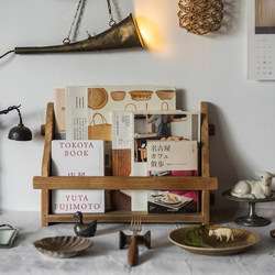 Small Items for Daily Life｜Original Handmade Wooden Bookshelf Japanese-Style Chinese-Style Retro Desktop Storage Rack Magazine and Notebook Rack