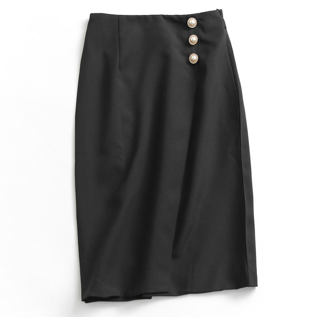 G491 solid color high waist slim slim button hip skirt spring new commuter OL workplace style women's skirt skirt