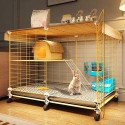Rabbit Cage for Home Use, Extra Large, Two-Story, Indoor, Special Rabbit Villa, Wire Mesh Pet Rabbit Nest with Tray