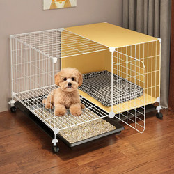 Dog Cage with Separate Toilet, One Bedroom, One Living Room, One Bathroom, Villa-Style, for Small Dogs and Puppies, Indoor Dog House, Pet Cage