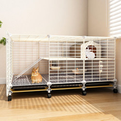 Rabbit Cage for Home Use, Extra-Large Two-Story Platform, Complete Set of Rabbit Nest with Toilet, Small Villa for Indoor Breeding, Large Space