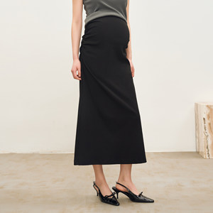 BELLYWEAR maternity skirt black knitted pleated mid-length versatile slim fishtail skirt skirt