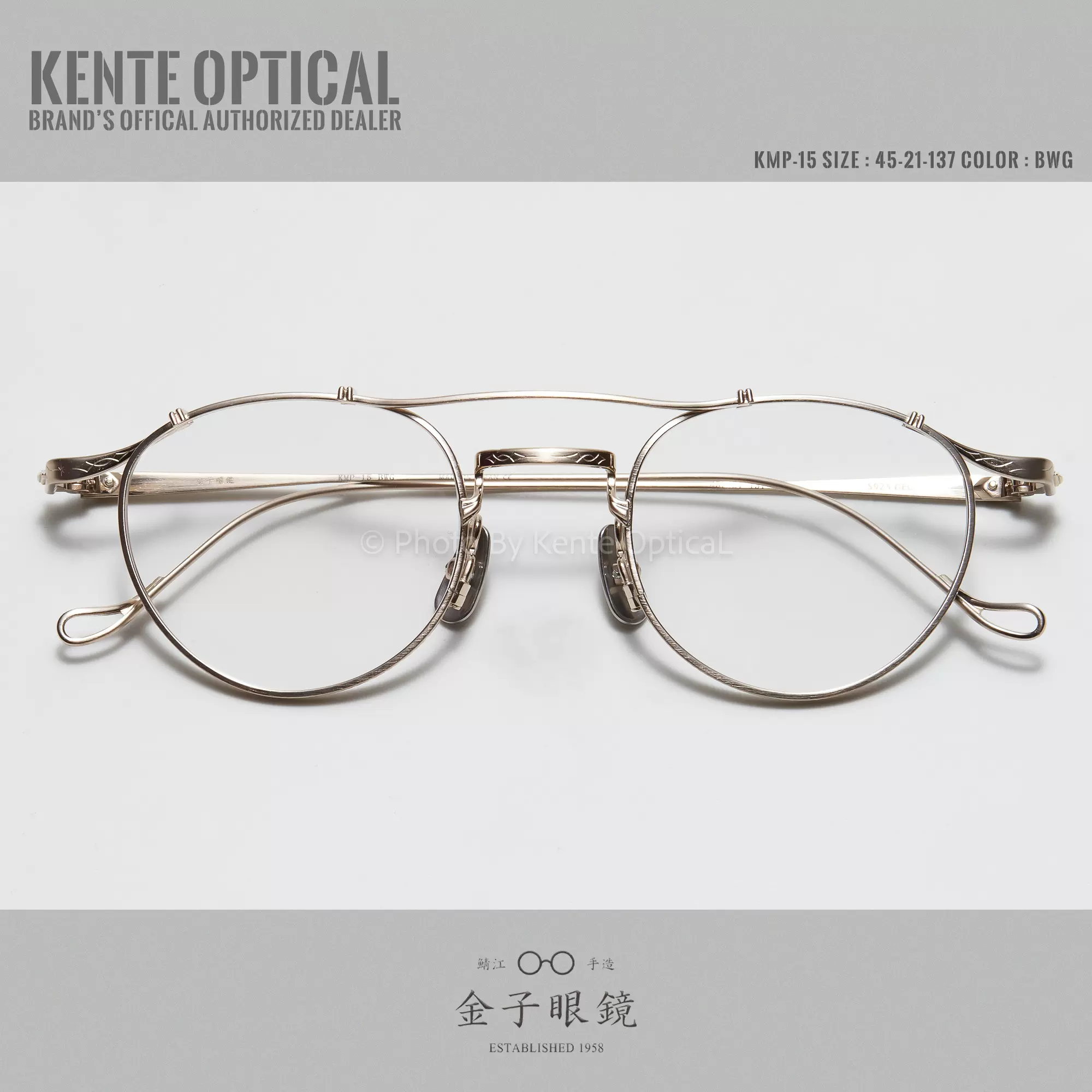 日本金子眼鏡VNINTAGE KMP-15 手工製作復古純鈦眼鏡925銀裝飾-Taobao