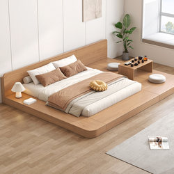 Solid Wood Tatami Bed, Modern Simple Panel Bed, Home Master Bedroom Large Bed, Floor Bed, Double Bed, Platform Bed, Low Bed