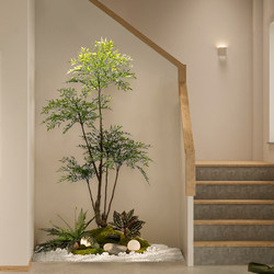 Simulated Green Plants for Landscaping, Indoor Plants under Stairs, Landscape Plants, Nandina Bamboo Floor-Standing Potted Plants, Window Decoration, Artificial Tree Ornaments