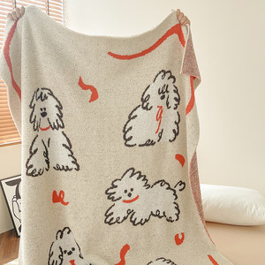 Original scribbled puppy half -side velvet soft fluffy blanket sofa casual blanket bed, nap to cover the blanket
