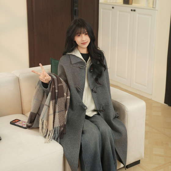 
Mid-length autumn and winter casual style regular double-sided woolen jacket is fashionable and versatile in winter