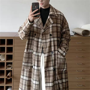 
25C6C6 British style over-the-knee large long woolen coat Korean style sexy and handsome double-breasted woolen windbreaker