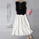2025 spring striped white mid-length skirt umbrella skirt high waist zipper skirt slim beauty skirt A-line skirt versatile skirt