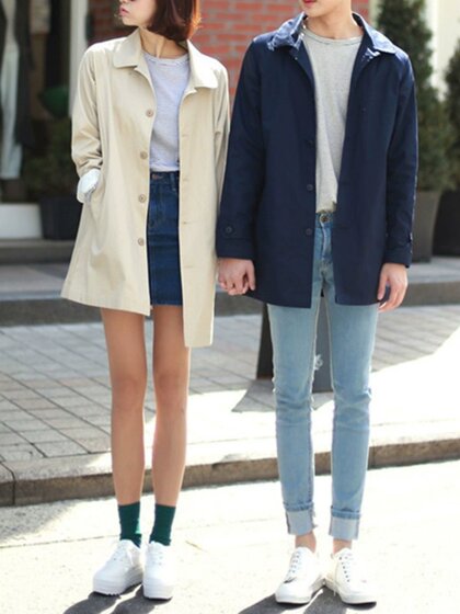 
Fresh light blue Korean style slim-fitting pants for men's high street simple teenager trendy elastic slim jeans