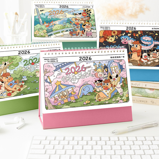 2024年イラスト入り卓上カレンダー - オリジナルデザイン