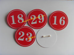 Participant Badges, Draft Number Tags, Employee Id Tags, Model Runway Tags, Digital Pin Badges, Host Badges, Appearance Badges