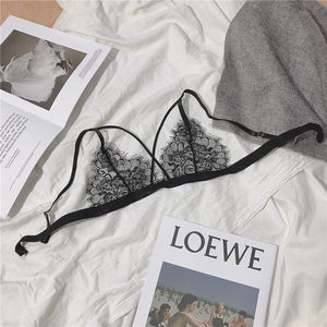 Ultra -thin girl transparent bra lace comfortable perspective triangle cup beautiful back underwear sexy steel rims hollow