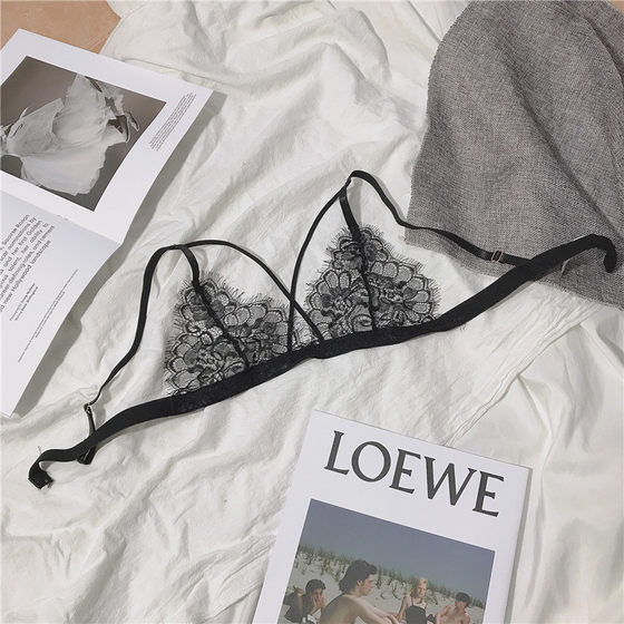 Ultra -thin girl transparent bra lace comfortable perspective triangle cup beautiful back underwear sexy steel rims hollow
