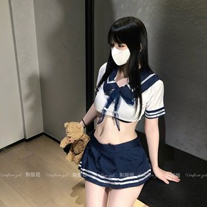 
Japanese student outfit cos sexy pure waist exposed JK uniform sailor suit hot temptation pure desire underwear nightgown summer