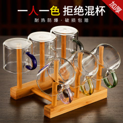 Heat-Resistant Glass Small Tea Cup for Home Use, Kung Fu Tea Set, Transparent Tea Cup Holder Set, Master Cup with Handle, Tasting Cup