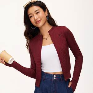 
Yoga wear for women, windproof small stand collar zipper tight cardigan jacket, outdoor cycling sports fitness jacket for women