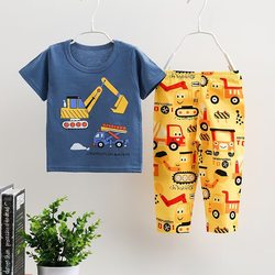 Children's summer suit, thin, stylish, pure cotton, short-sleeved, medium and large children's T-shirt, trousers, baby clothes, baby girl