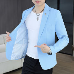 Men's Korean-Style Casual Slim-Fit Blazer Trendy Solid Color Suit Personalized Jacket for Spring and Autumn