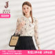 French puff sleeve shirt for women 2025 spring and autumn design sense rose printed shirt temperament retro long-sleeved top