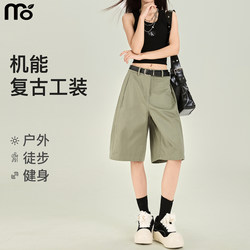 American Retro Style Women's Shorts, Summer 2026 New Loose-Fitting Pure Cotton Outdoor Casual Sports Workwear Wide-Leg Pants