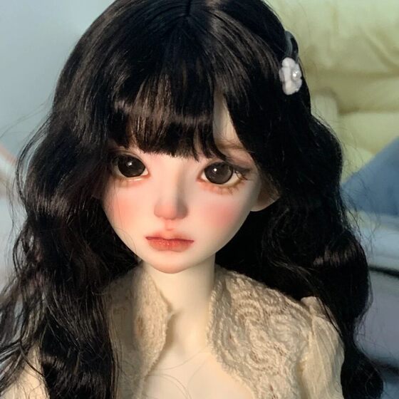 
Three-point four-point six-point bjd doll noble temperament wig girl with bangs silver gray black natural curly fake hair