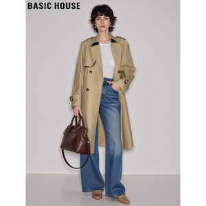 
Basic House/Baijiahao Khaki Windbreaker Jacket Women's 2025 Autumn and Winter New Mid-Length Work Clothes Top