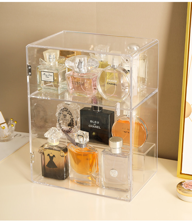 Présentoir Acrylique à 4 étages QWORK – Idéal Pour Exposer Parfums, Cosmétiques Et Objets De Collection