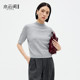 Shuiyunjian gray-blue cork wool sweater short-sleeved T-shirt women's front shoulder half-sleeved top 2025 spring new style
