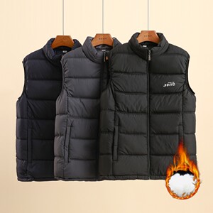 
New style of men's autumn and winter loose stand collar down cotton vest vest vest daddy's jacket thickened cotton jacket warm horse clip