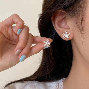 Lane South 999 silver flower earrings for women light luxury high-end