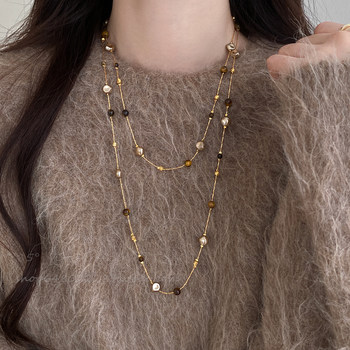 Maillard Tiger Eye Pearl Necklace Women's Autumn and Winter