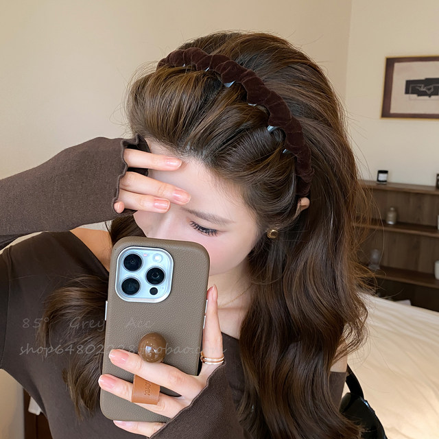 Velvet toothed headband for women in autumn and winter new daily wear high skull headband high-end face wash hairpin hair accessory