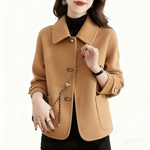 
New double-sided velvet coat for women, short style, slimming, high-end woolen coat for mothers, covering belly, reducing age, fashionable woolen coat