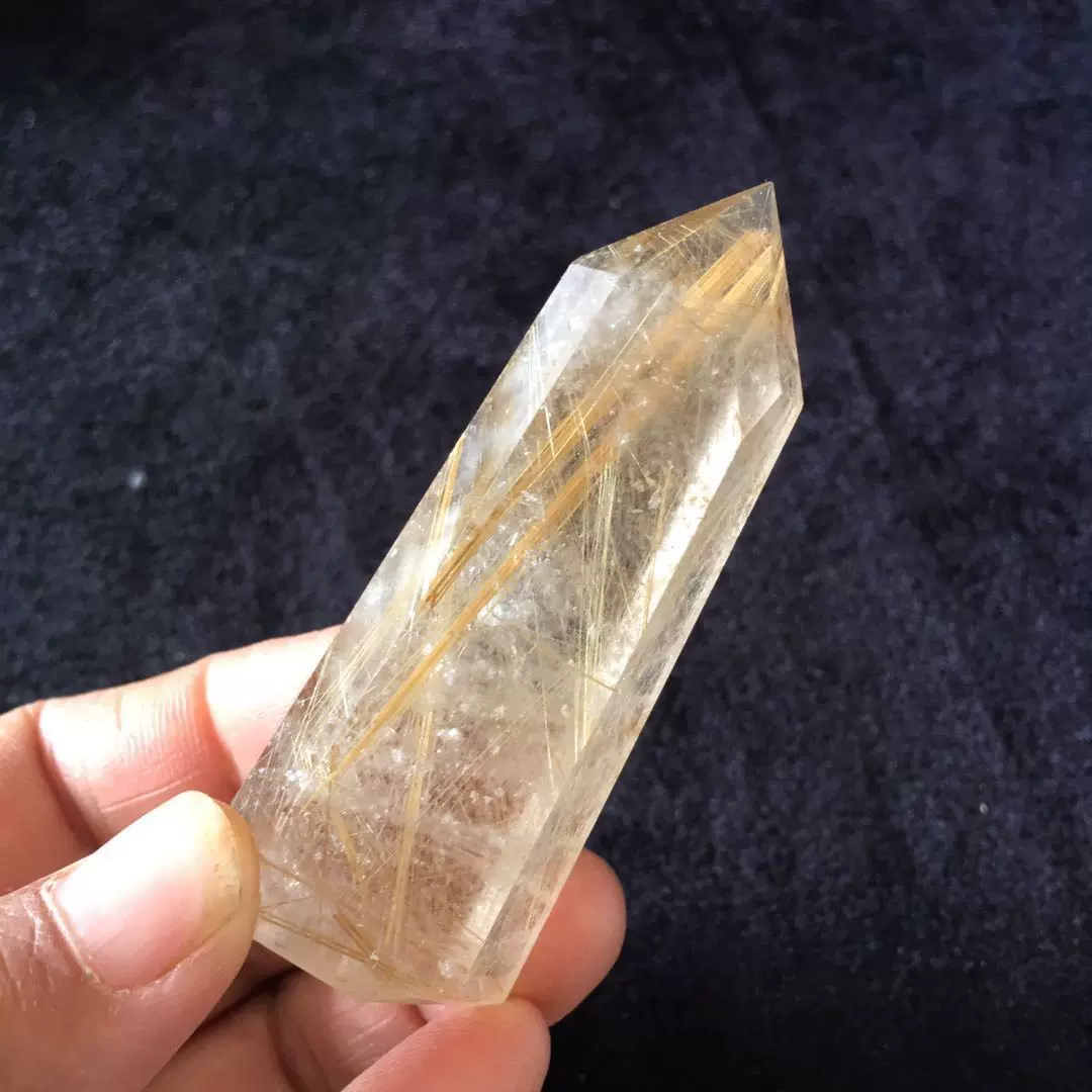 天然水晶柱摆件 金发晶水晶柱发丝浓密阳光下闪闪发光