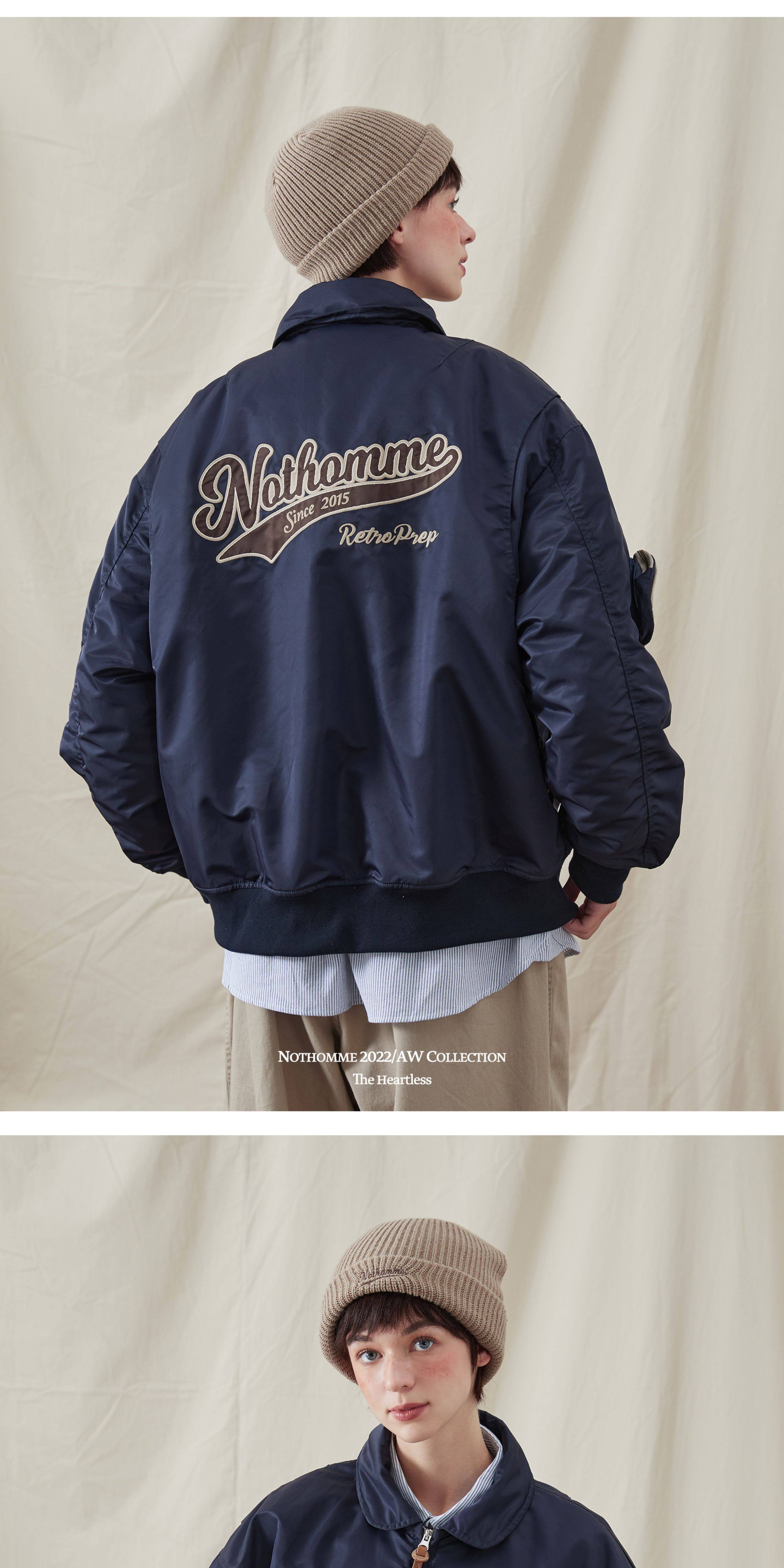Nothomme メンズ MA-1 刺繍コットンパイロットジャケット