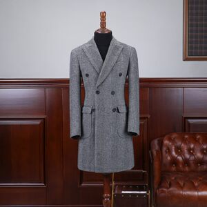 Autumn and Winter British Wind Retro Gray Face Word Wool Wool Wool Double Dispels Korean Slim Coat European and American Jacket Men's Tide
