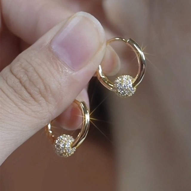 Sybella Rizj Transfer bead zircon ball earrings, fashionable and individual, small ...