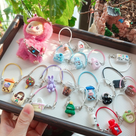 
mini labubu heart password vinyl plush pendant labubu4.0 crossbody bag pendant kettle backpack