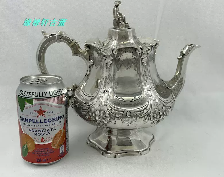 [西洋古董银器] 英国伦敦1847年 925纯银高浮雕錾刻茶壶 中国风-Taobao