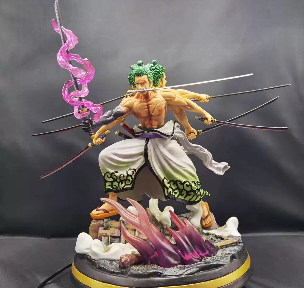 海賊王和之國鬼氣九刀流索隆阿修羅gk發光模型雕像模型擺件 海賊王和之國鬼氣九刀流索隆阿修羅gk發光模型雕像模型擺件