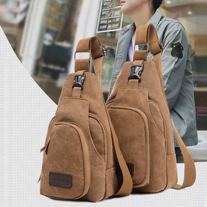 2024 New Men's Chest Bag Canvas Bag Crossbody Bag Men's Bag Single Shoulder Bag Korean Small Backpack Casual Waist Bag