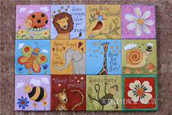 Custom 10cm Cartoon Tile Painting Real Product Decorative Ornaments Floral Pieces for Children's Room Bathroom Tile Background Tiles