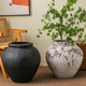 Retro flower pot bottle vintage earthenware jar magnesium mud flower pot flower pot flower pot B&B Wasabi wind black diamond floor decoration ornament
