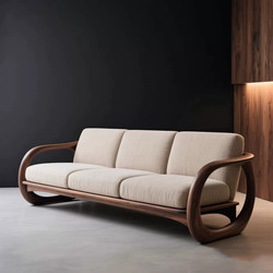 Song-Style Aesthetics, Zen-Inspired Custom-Made High-End North American Black Walnut New Chinese-Style Wooden Living Room Furniture, Sofa, Tea Table, Office Minimalist