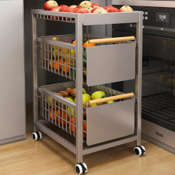 Cabinet Drawer Pull-Out Fruit and Vegetable Kitchen Cabinet Trolley Storage Rack Vegetable Storage Rack Kitchen Under-Counter Trolley