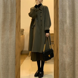 
Clearance style temperament coat women's woolen coat autumn and winter new Hepburn style small Korean style mid-length woolen coat